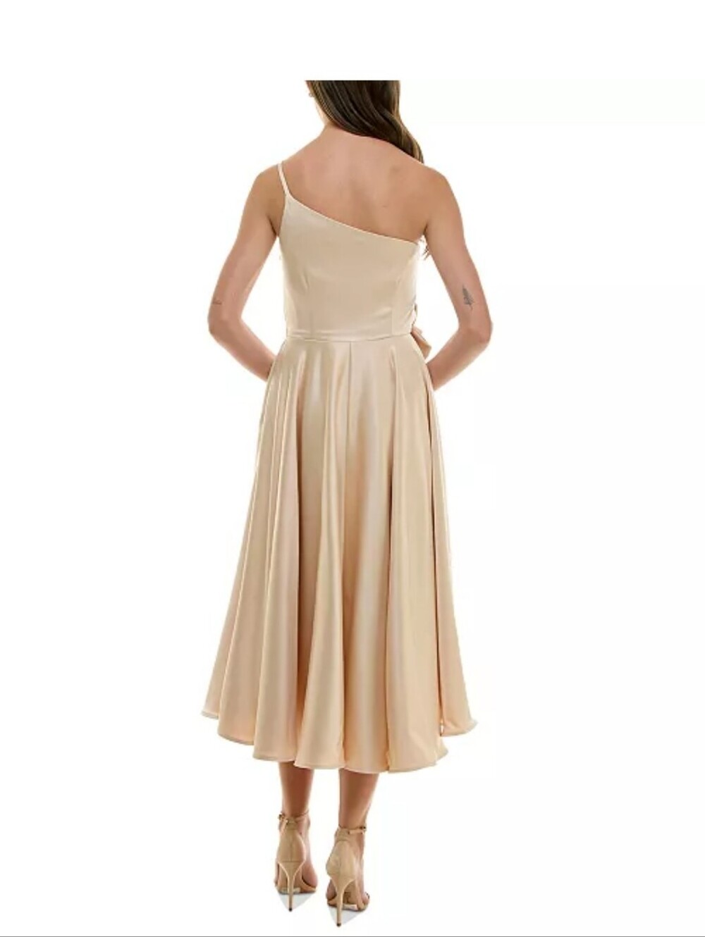 Taylor Women’s Satin Formal Dress Size 14 Blush Pink Rosette Spaghetti Flaw $220 - Picture 3 of 13